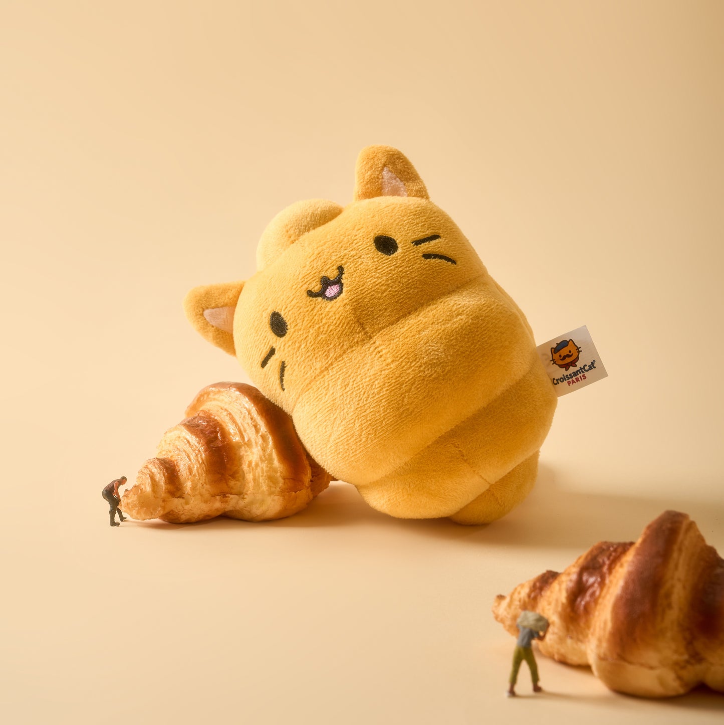 Playful Croissant Cat Plush