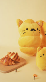 XL Mustache Croissant Cat Plush